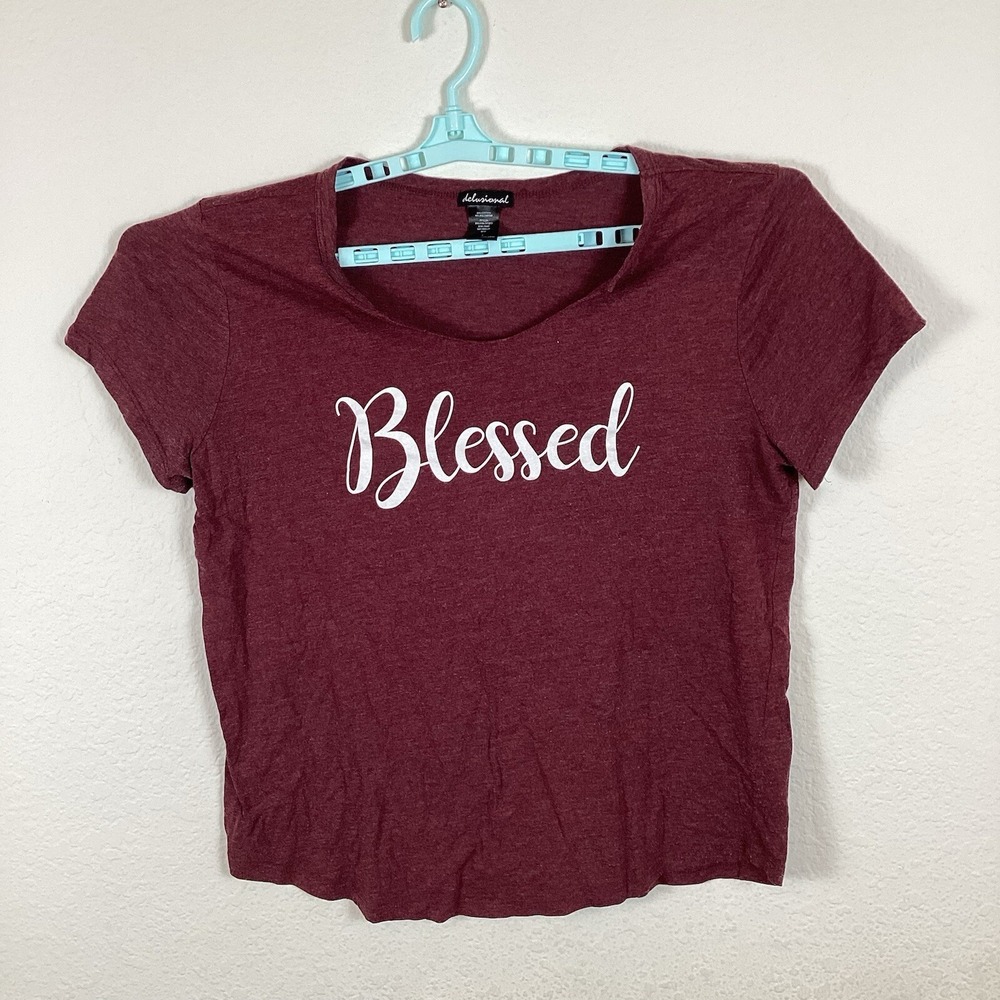Delusional Womens T Shirt Sz L Large Short Sleeve Comfort Soft Blessed Casual